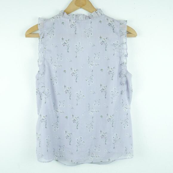 Women's Small Blouse Soft Floral Pastel Purple Cottagecore Romantic Feminine - Picture 7 of 7